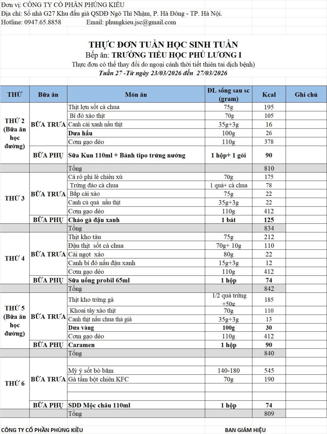 Tuần 27 từ 23 3 đến 27 3 2026