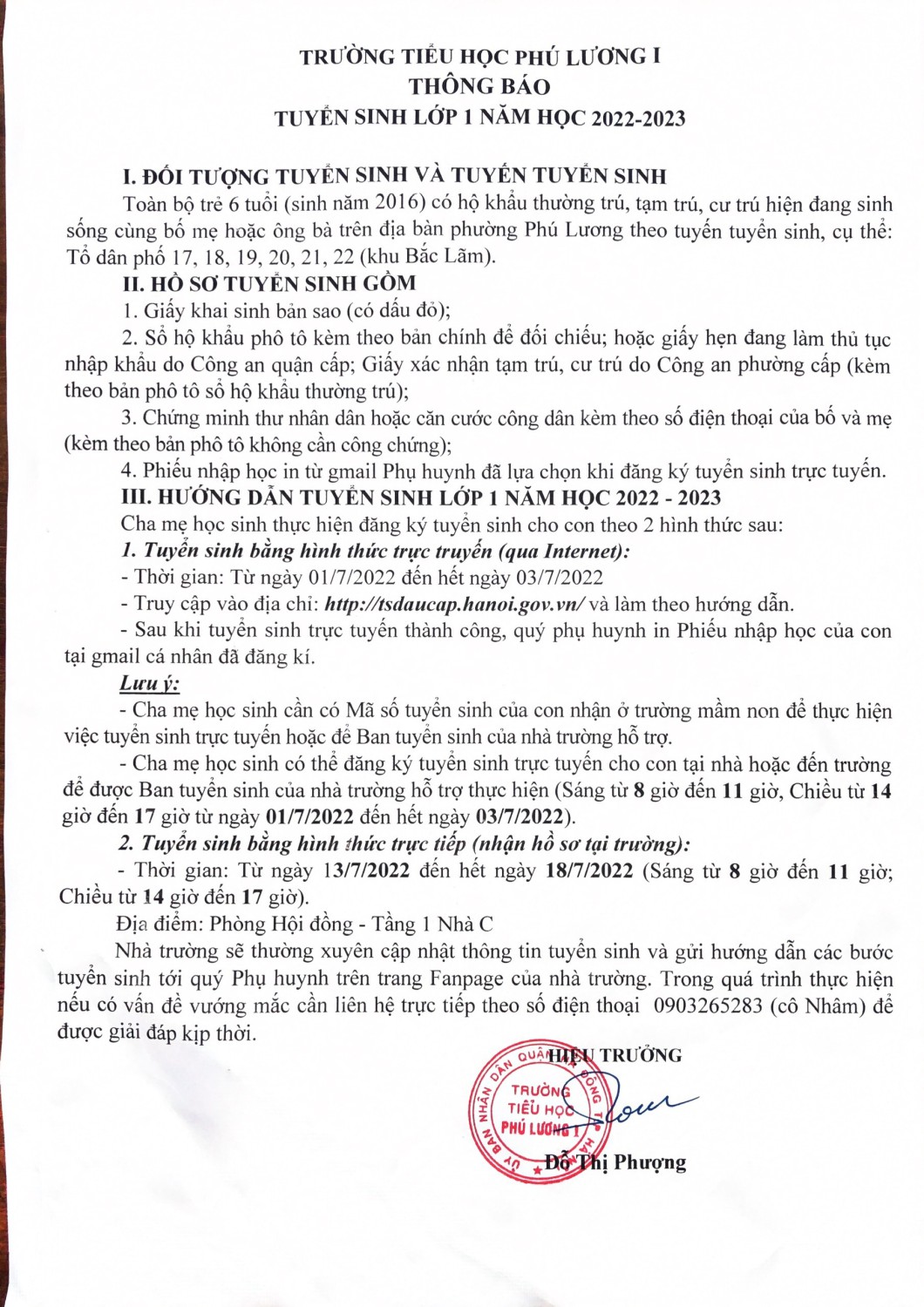 THÔNG BÁO TUYỂN SINH TRỰC TIẾP